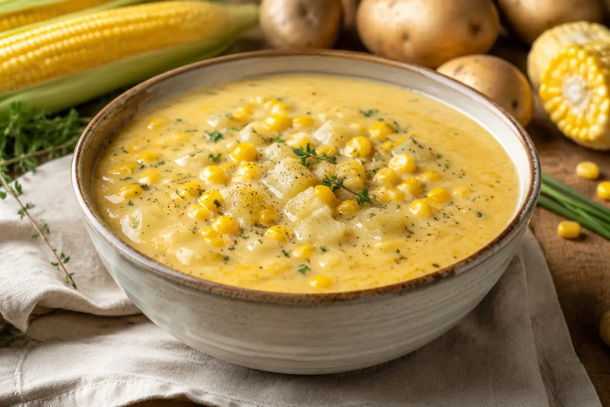 Creamy Corn Chowder made in a slow cooker for an easy family dinner