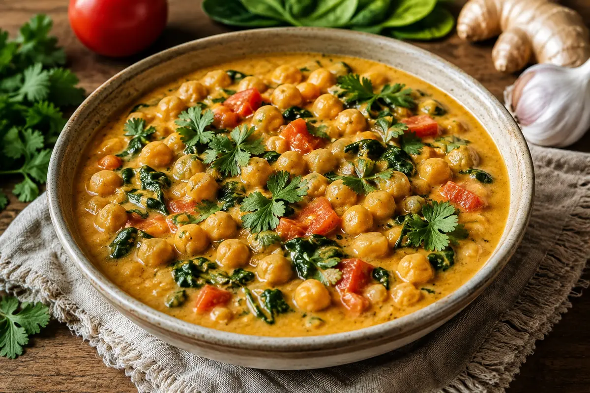 Chickpea Curry Soup made in a slow cooker for an easy family dinner