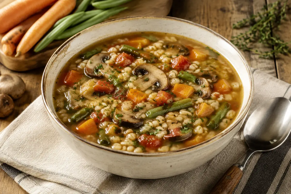 Vegetable Barley Soup made in a slow cooker for an easy family dinner