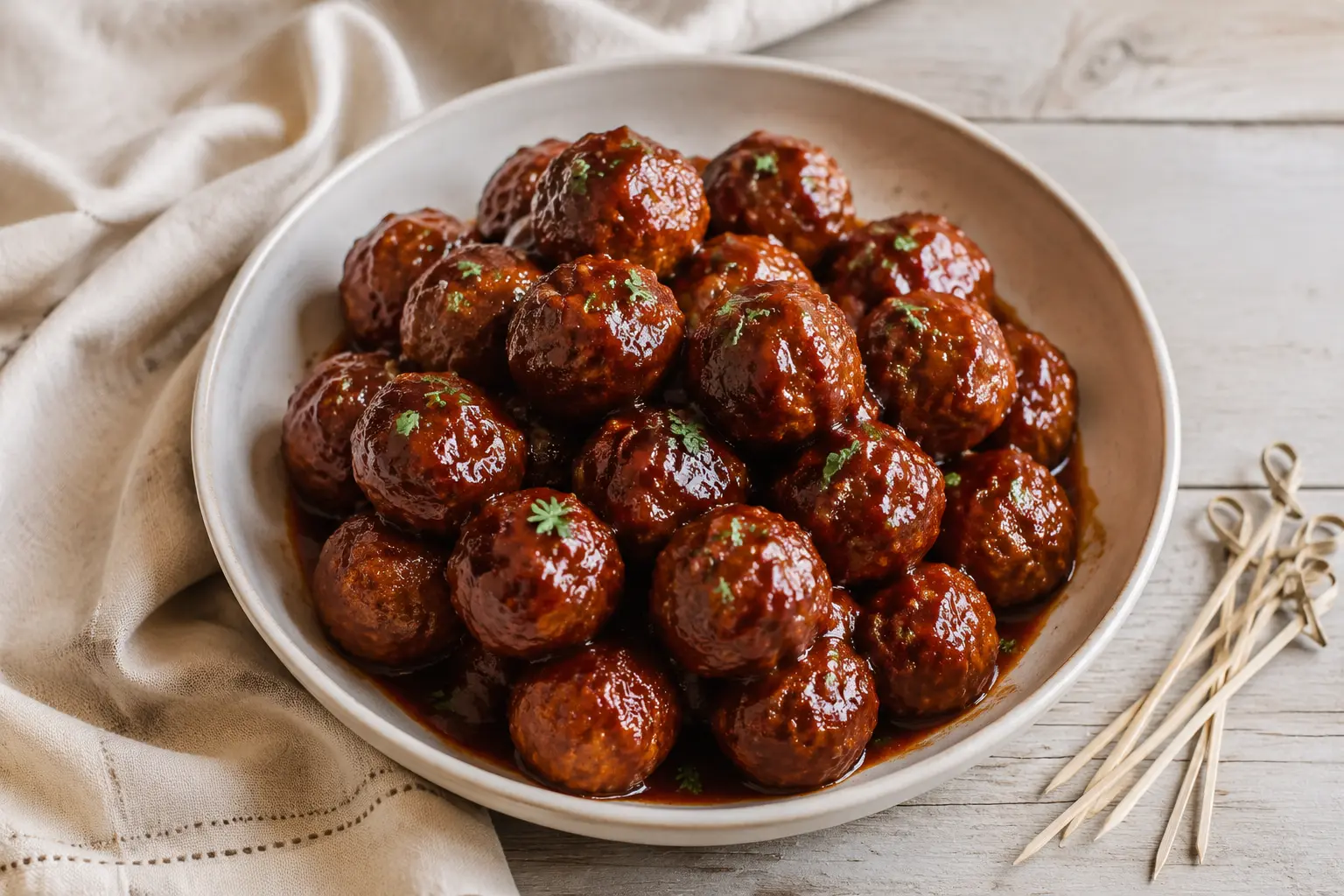 Three-ingredient slow cooker barbecue meatballs