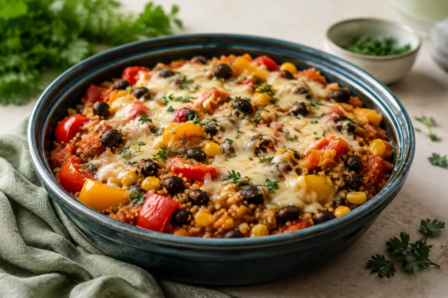 Stuffed Pepper Quinoa made in a slow cooker for spring meal prep