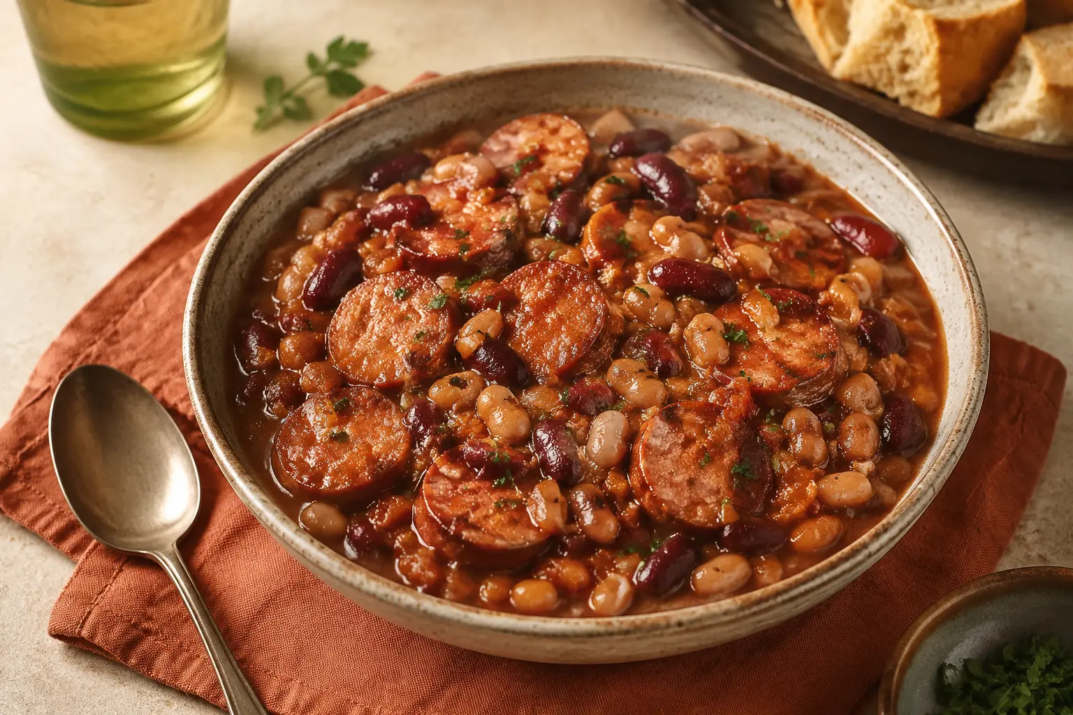 Slow cooker smoked sausage and beans