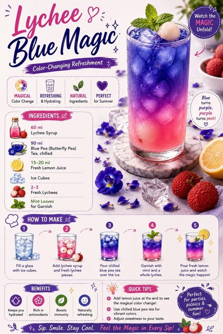 Lychee butterfly pea summer mocktail