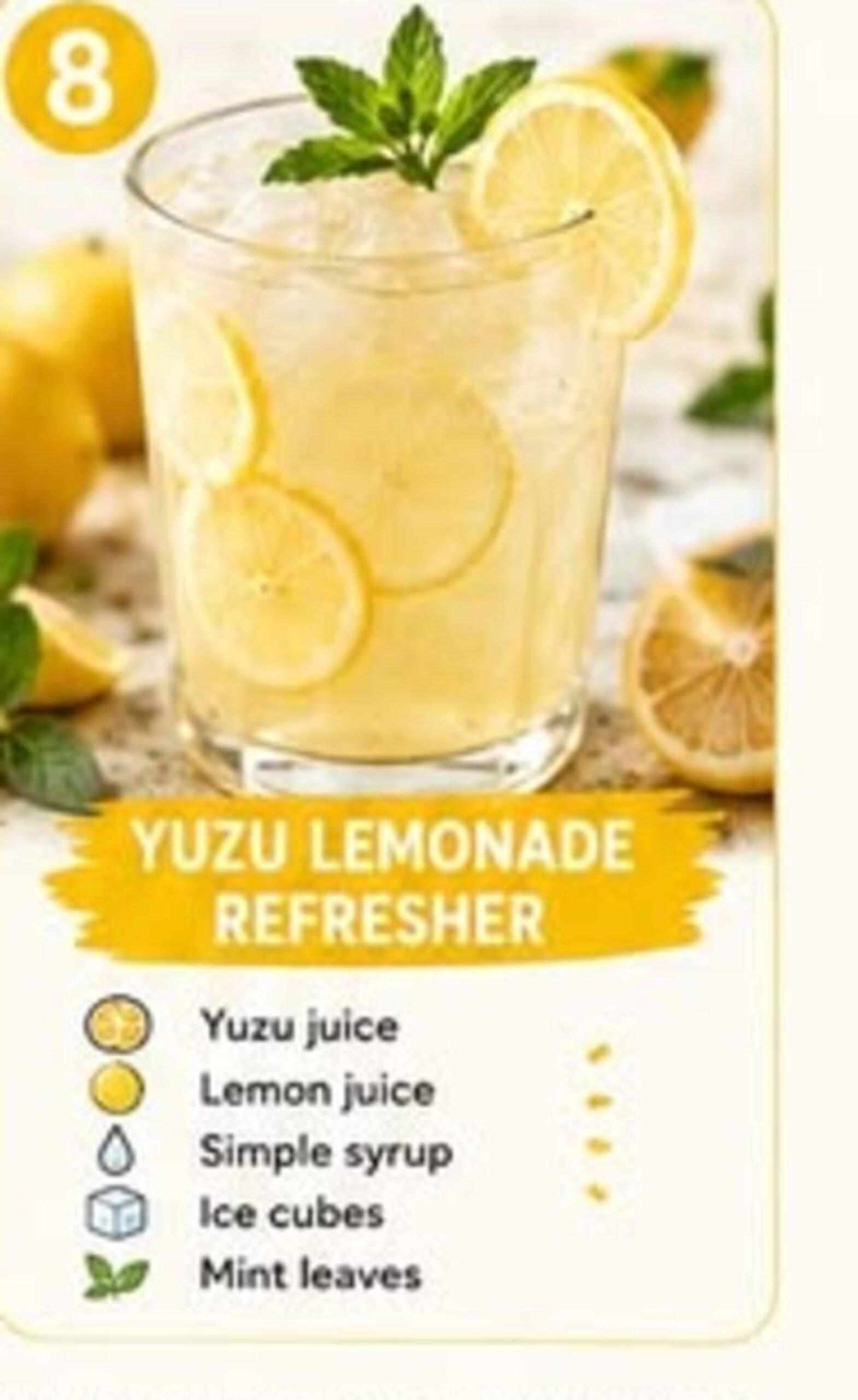 Yuzu lemonade refresher recipe