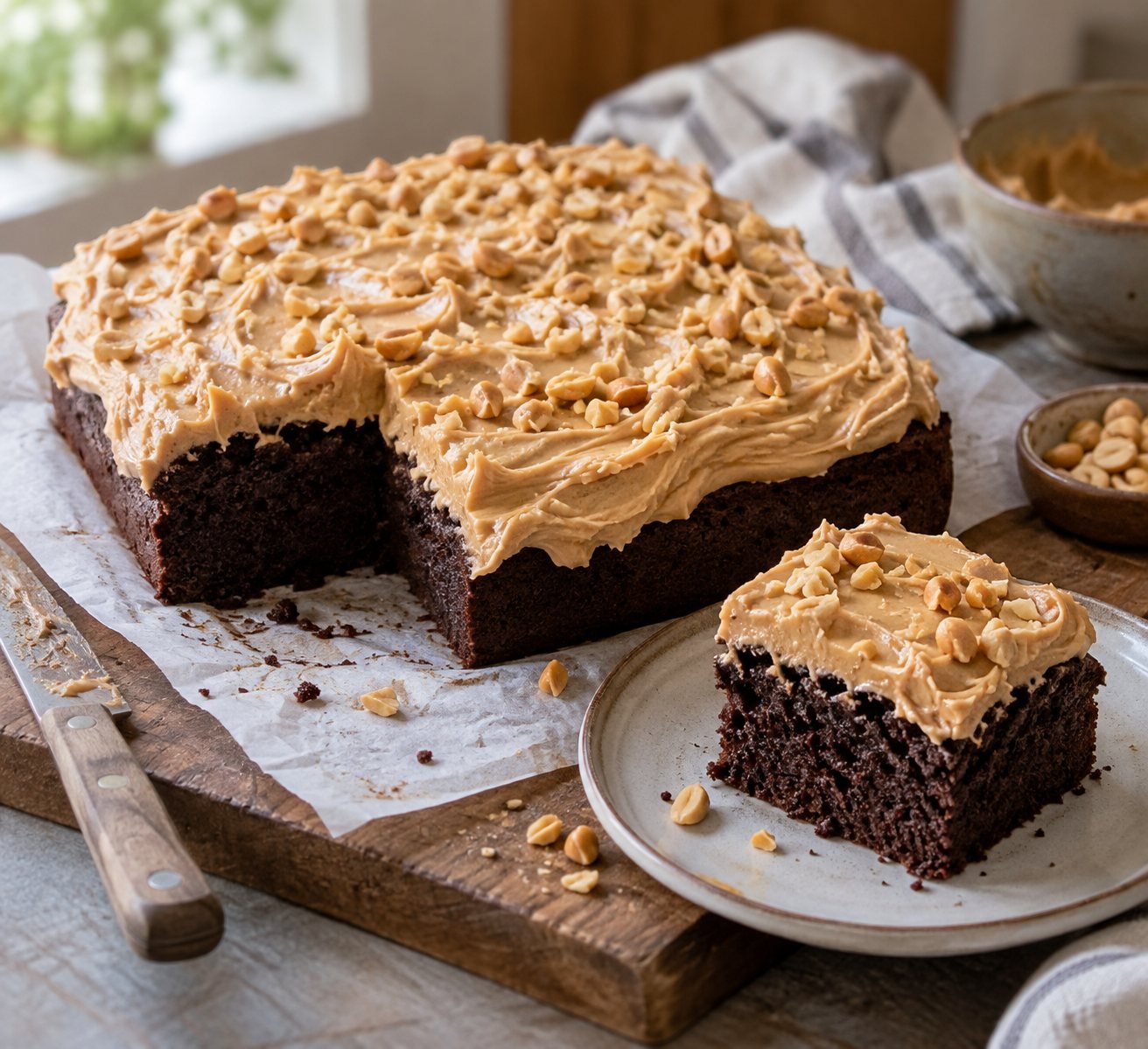 Chocolate Peanut Butter Snack Cake