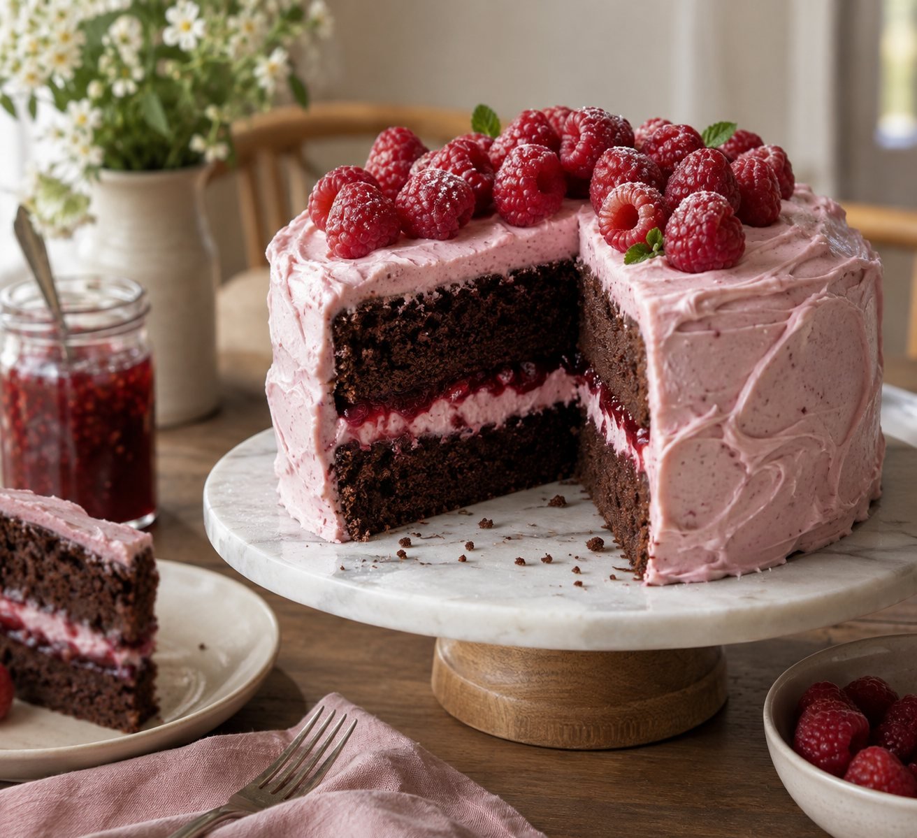 Chocolate Raspberry Layer Cake