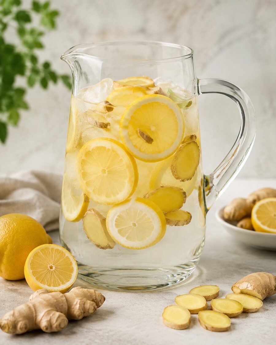 Ginger lemon infused water