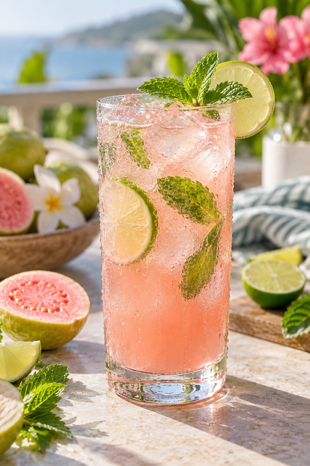 Guava Lime Mint Sparkler mocktail