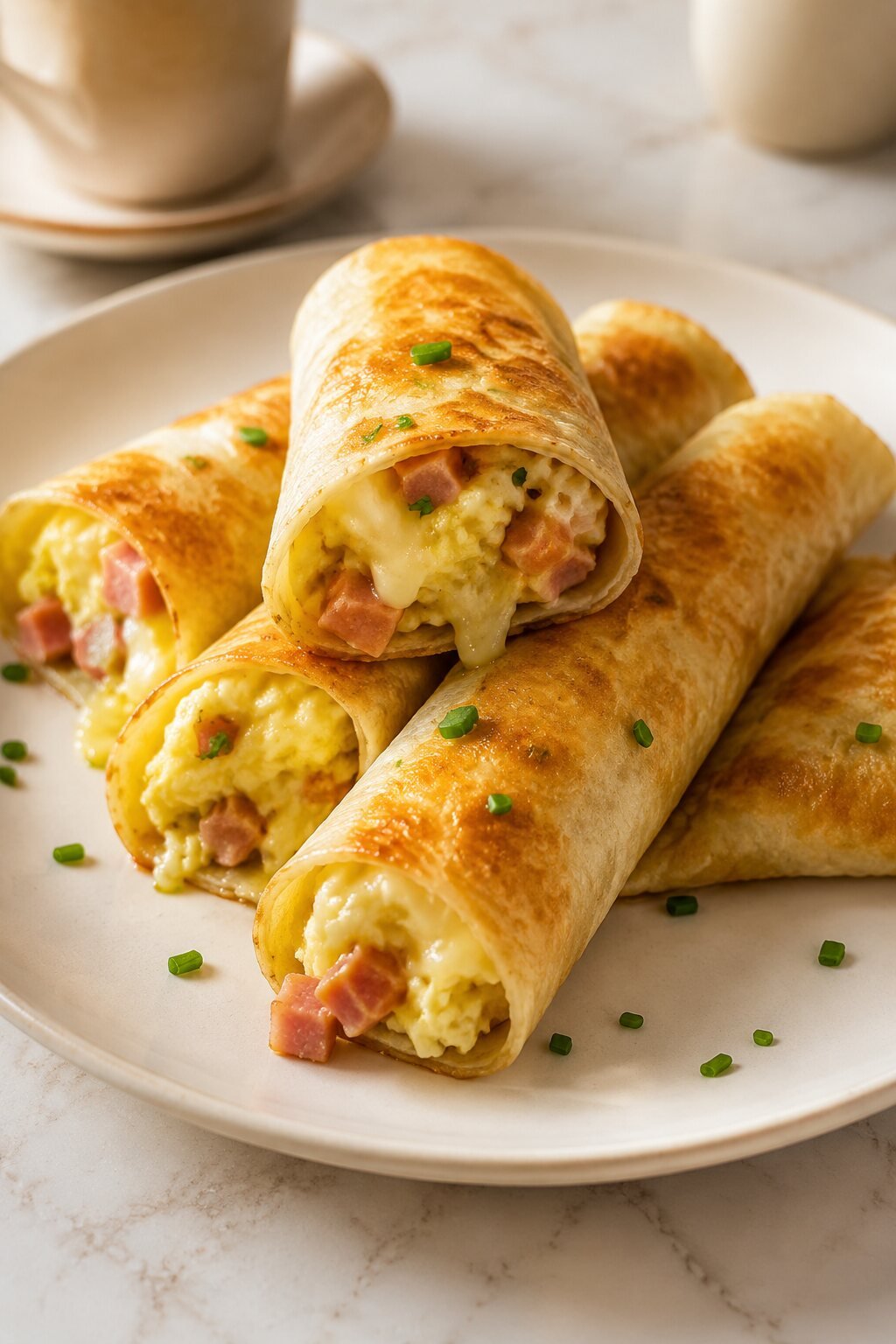 Ham and Swiss breakfast taquitos