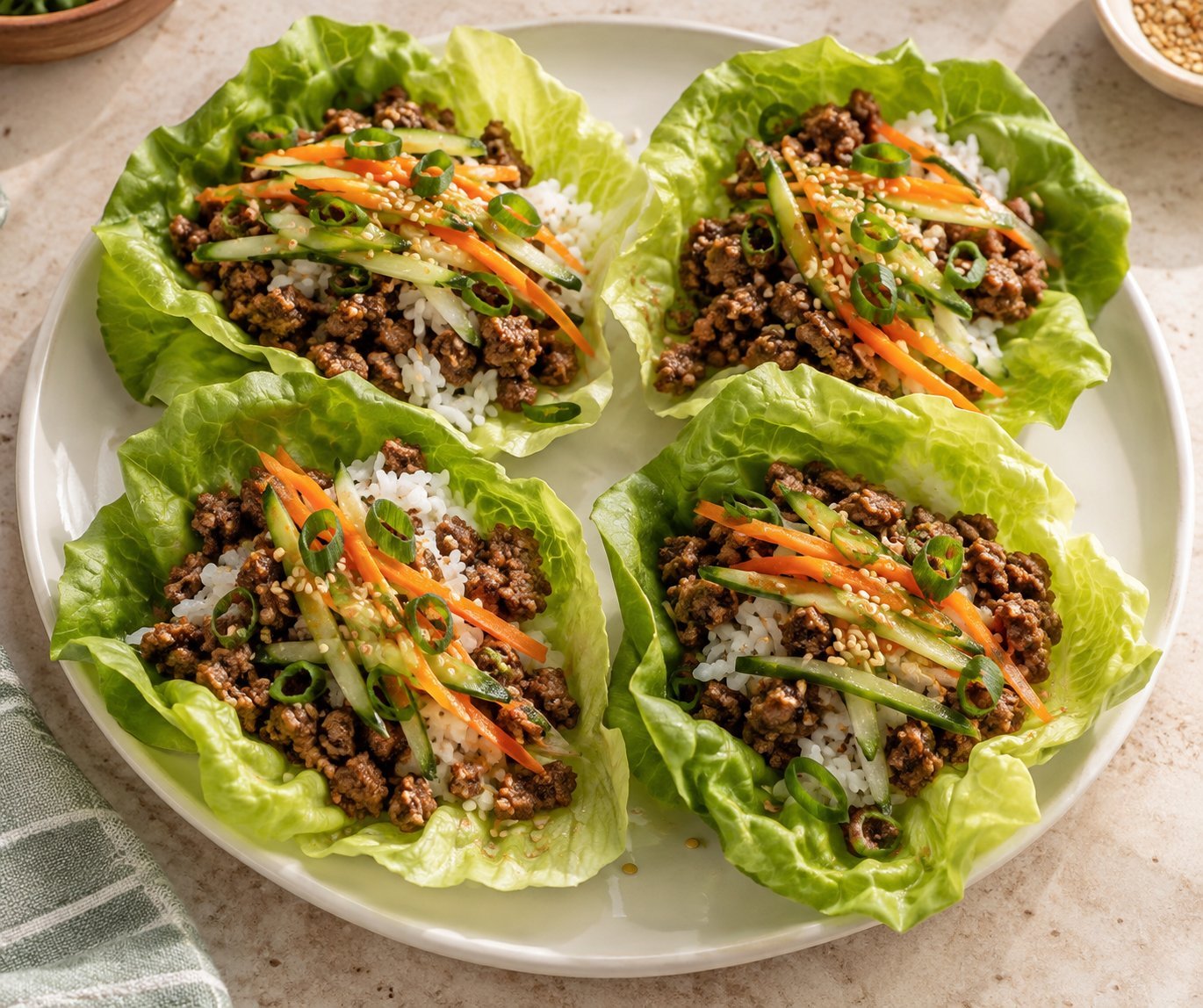 Korean Ground Beef Lettuce Cups