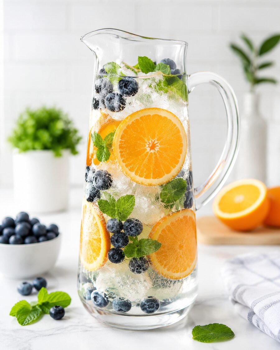 Orange blueberry infused water
