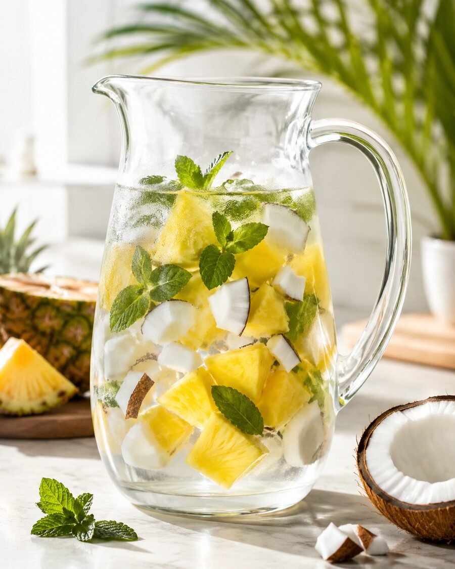 Pineapple coconut infused water