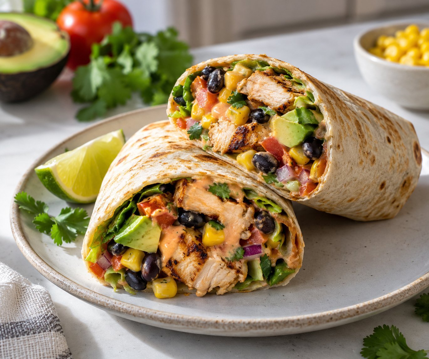 Southwest Chicken and Black Bean Wrap