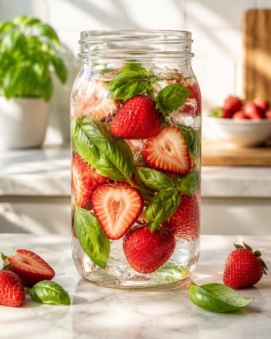 Strawberry basil infused water