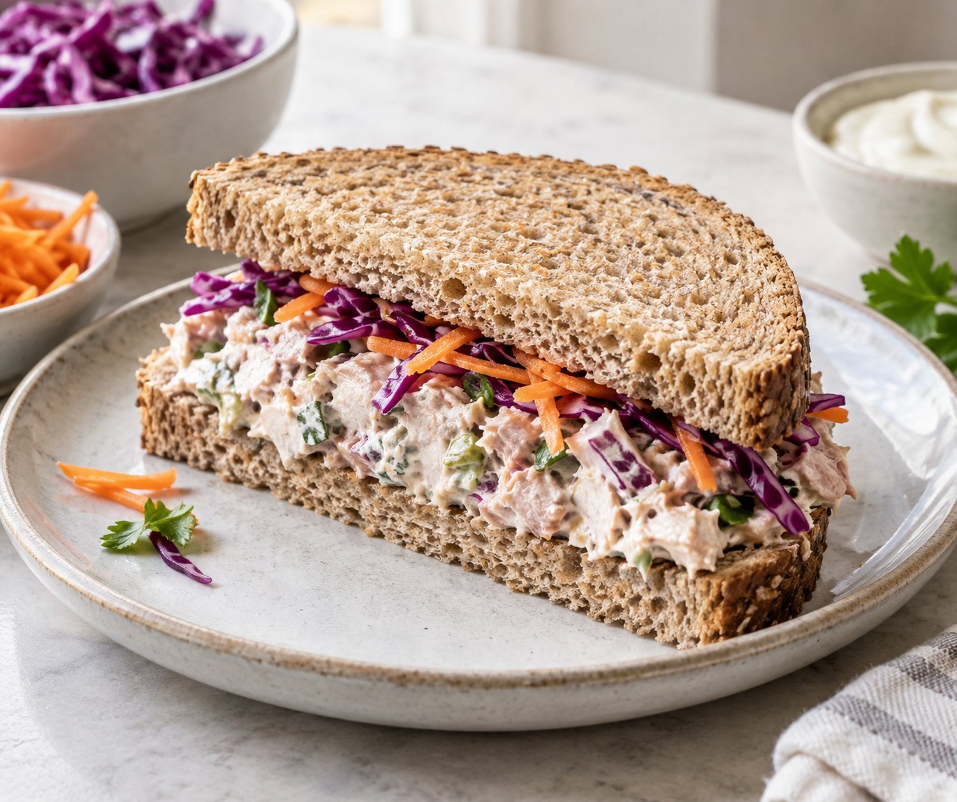 Tuna Veggie Yogurt Sandwich