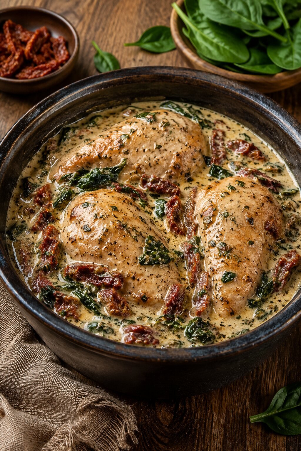 Creamy Tuscan Chicken crockpot dinner