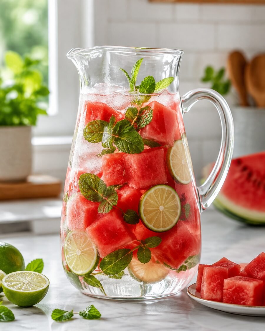 Watermelon mint infused water